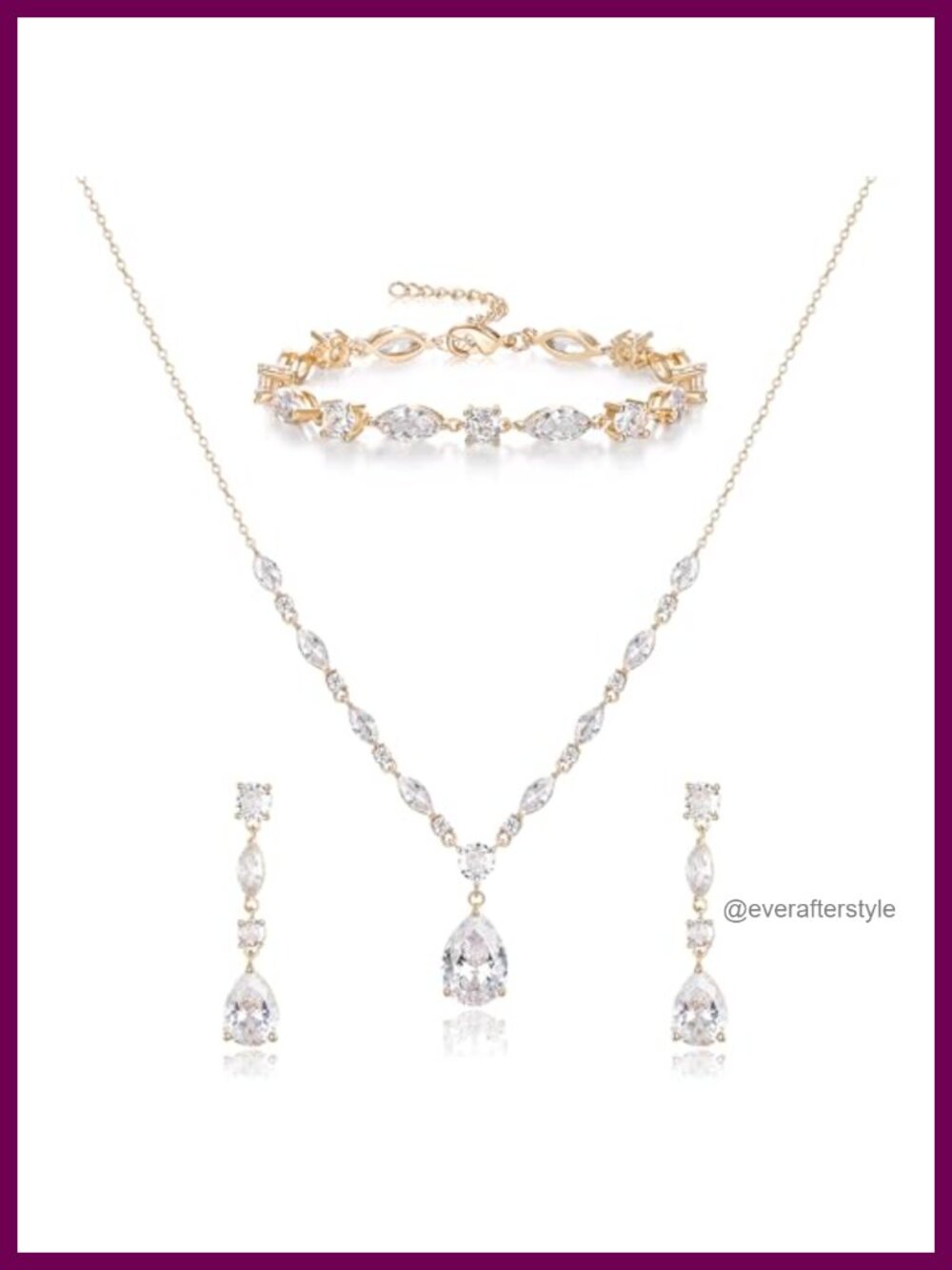 AAAAA Cubic Zirconia Teardrop Wedding Jewelry Set Bride Bridesmaid Gift